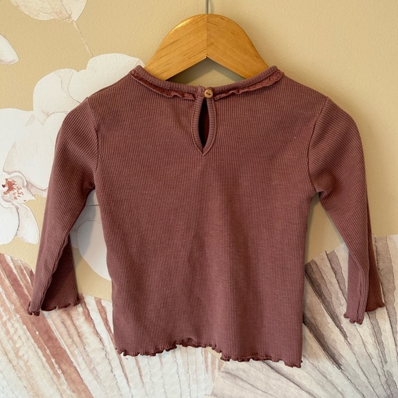 Zara Ribbed Long Sleeve Top with Lace, 9-12M - Picture 3 of 5